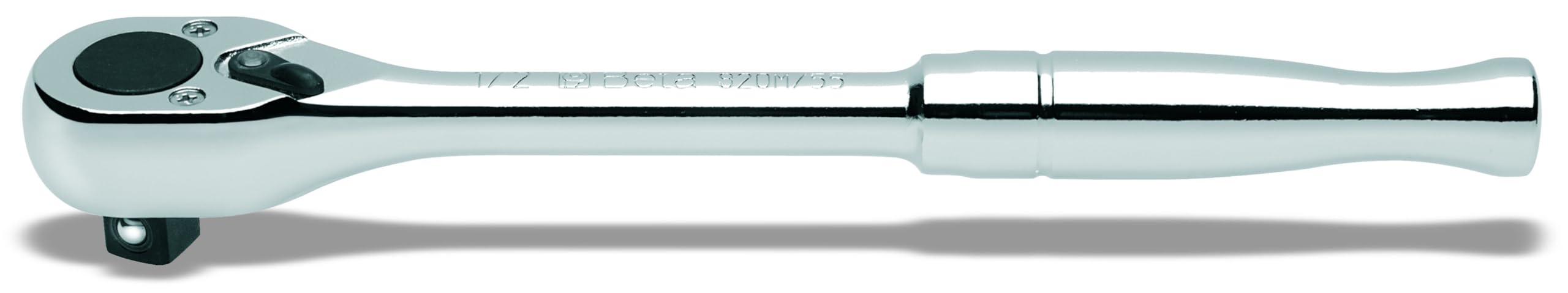 BETA - Cricchetto Reversibile 1/2" con Impugnatura in Metallo Cromato, Chiave a Cricchetto Professionale per Bussole Officina Meccanica e Manutenzione Industriale, 920M/55