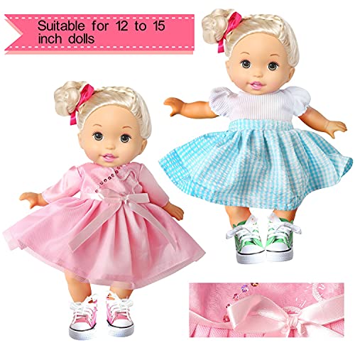 19 Pcs Girl Doll Clothes And Accessories - Alive Baby Doll Clothes Outfits Including 12 Sets Doll Dresses, 1 Pair Casual Shoes, 3 Hangers And 3 Underwear For 12 13 14 15 Inch Dolls Girls Gift #TOP1