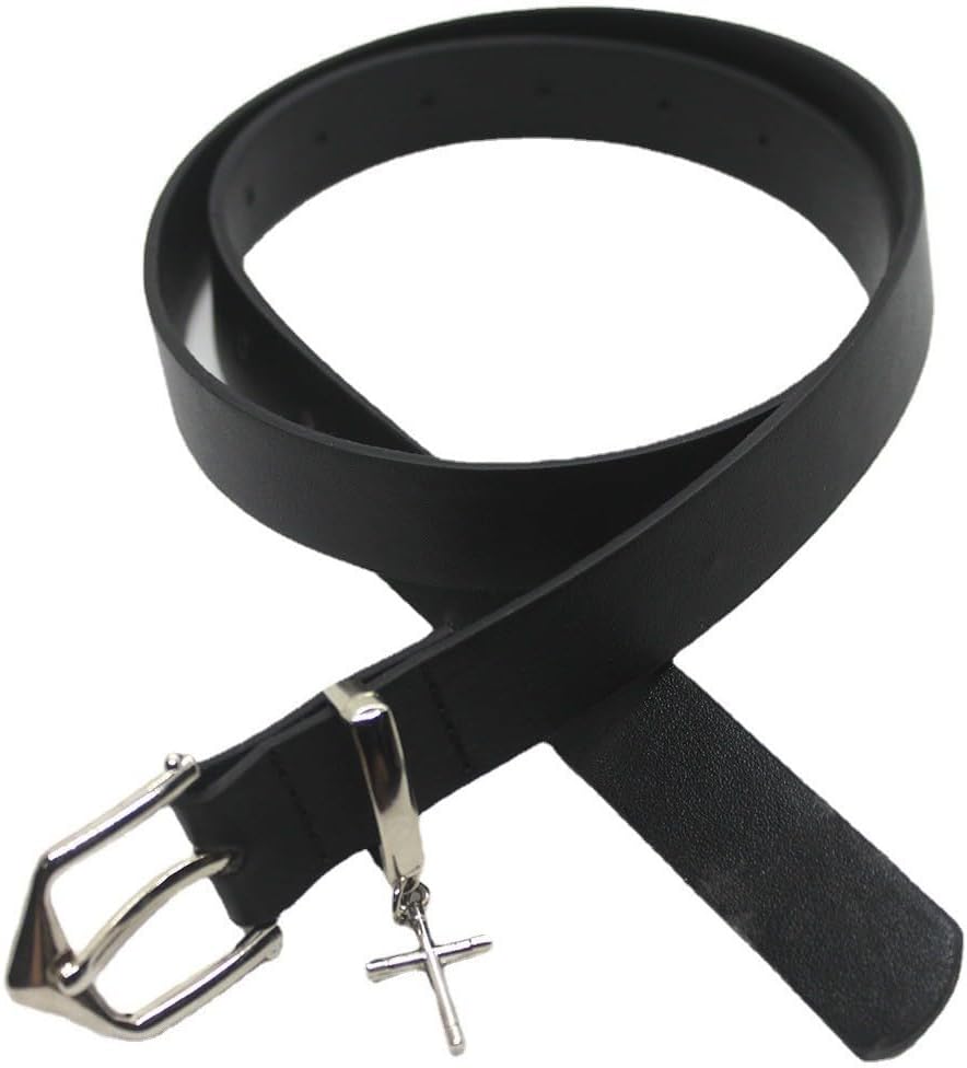 EMMIOL Cool Y2K Belt Women Black bb Belt Silver Buckle Oval D Ring Star Belts Trendy Streetwear Punk for Jeans image 2