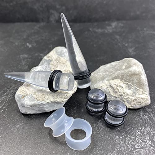 Image of BodyJ4You 54PC Ear Stretching Kit 14G-12mm - Aftercare Jojoba Oil - Acrylic Plugs Gauge Tapers Silicone Tunnels - Lightweight Expanders Men Women
