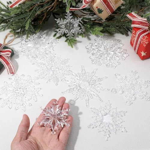 9 Stück Klare Kristall Weihnachtsbaumschmuck,Acryl Schneeflocken...