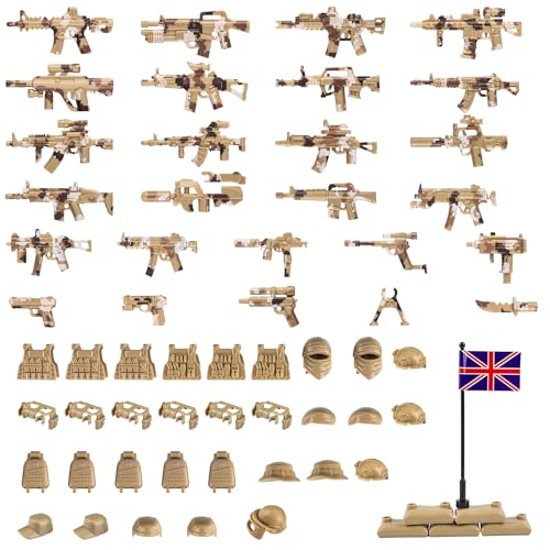 Image of 63 Pcs Military Weapons Set Accessories U.K Special Forces Weapons Toys Military Equipment Battle Blocks Bricks Compatible with Major Brand, 3 Years Old and up