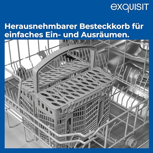Exquisit START Geschirrspüler 60 cm, 13 Maßgedecke, Unterbaufähig, 11 Liter, Startzeitvorwahl, Restlaufanzeige, 7 Spülprogramme, GSP9313-030E inox