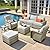 ovios 8 Piece Patio Sectional Furniture with Swivel Rocking Chairs, Rattan Wicker Coversation Set with Glowing Coffee Table, Outdoor Sofa Set for Outside Porch Balcony Backyard Pool, Light Grey