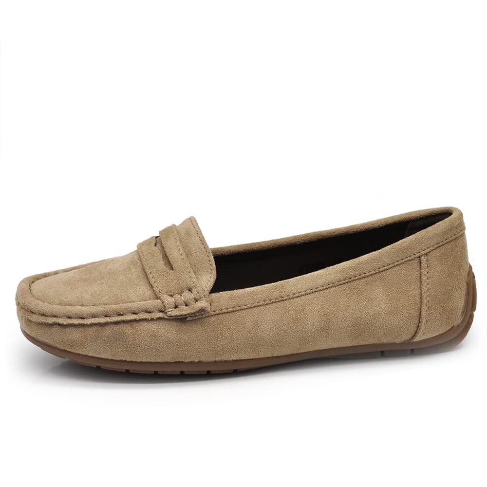 IF Fashion Chaussures Mocassins Slip On Loafers Doux Femme avec Strass Pierres Daim Suède 7137