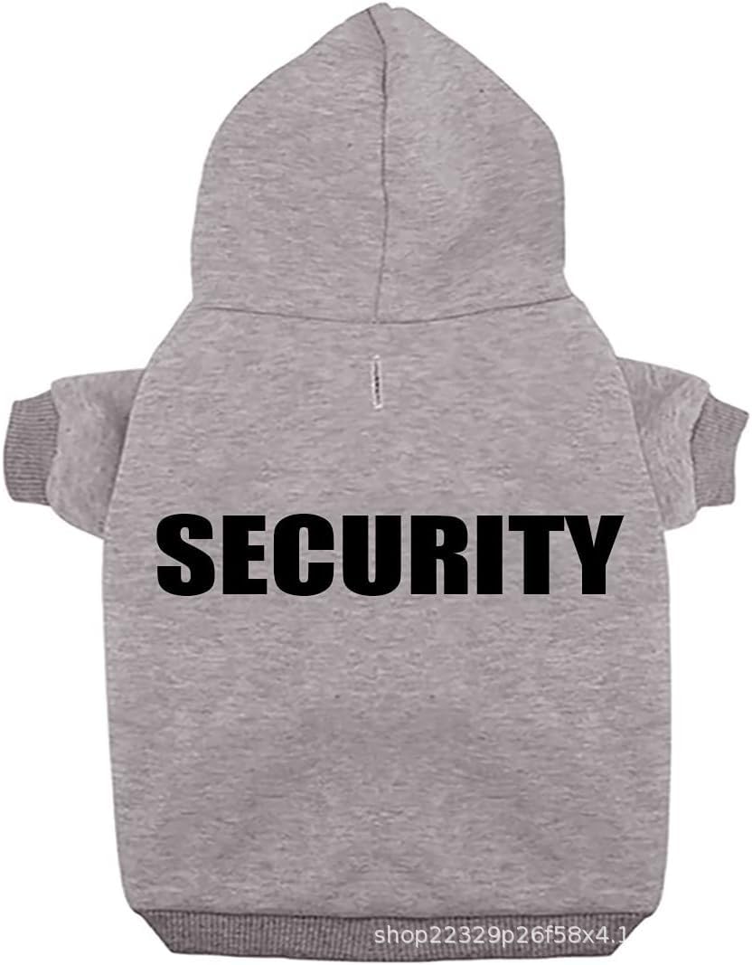 Dog Sweaters for Small Dogs Security Dog Hoodie Dog Sweater Soft Brushed Fleece Dog Clothes Dog Hoodie Sweatshirt (Grey,Small)
