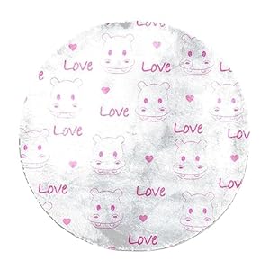 JAVENPROEQT Groot formaat vloerkleed voor woonkamer slaapkamer (160 x 160 cm rond), antislip shaggy tapijt cirkelvormig imitatiebont tapijt, gemakkelijk schoon schattig baby nijlpaard patroon