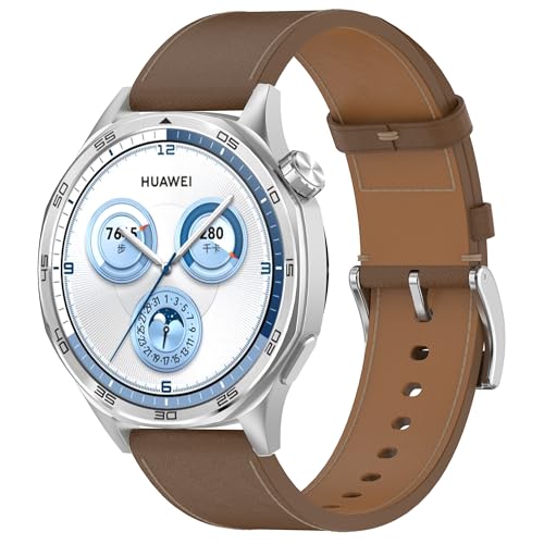 Maucoray Correa deportiva de repuesto de cuero para Huawei Watch GT5 Pro 42/46 mm, GT5 41/46 mm, GT4 41/46 mm, 46MM, Cuero, No es una piedra preciosa