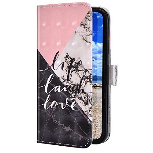 Uposao Cover Compatibile con Huawei Y9 2019 Cover Custodia A Creativo Silicone Portafoglio PU Pelle Cuoio Copertura Schede Cavalletto Stile Libro Protettivo Magnetica Borsa,Colorato love