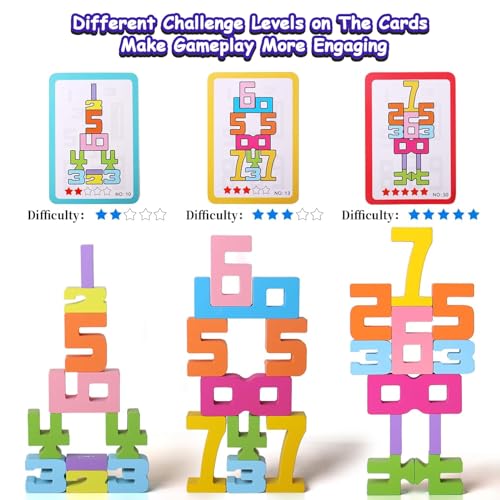 Montessori Math Blocks for Kids Ages 3-8 | 20PCS Wooden STEM Learning Toys with Balance Game | Self-Checking Number Puzzles & Counting Cubes | Toddler Educational Building Set - Image 3