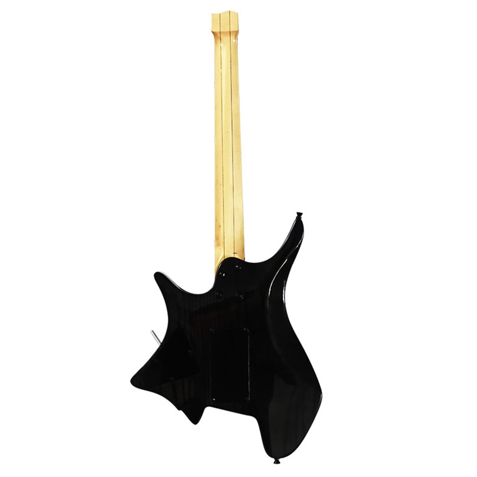 Czarna 6-strunowa Gitara Elektryczna Bezgłowa. Korpus Z Drewna Jesionowego. Klonowy Gryf I Podstrunnica Z Tremolo Profesjonalna Bezgłowy Gitara Elektryczna