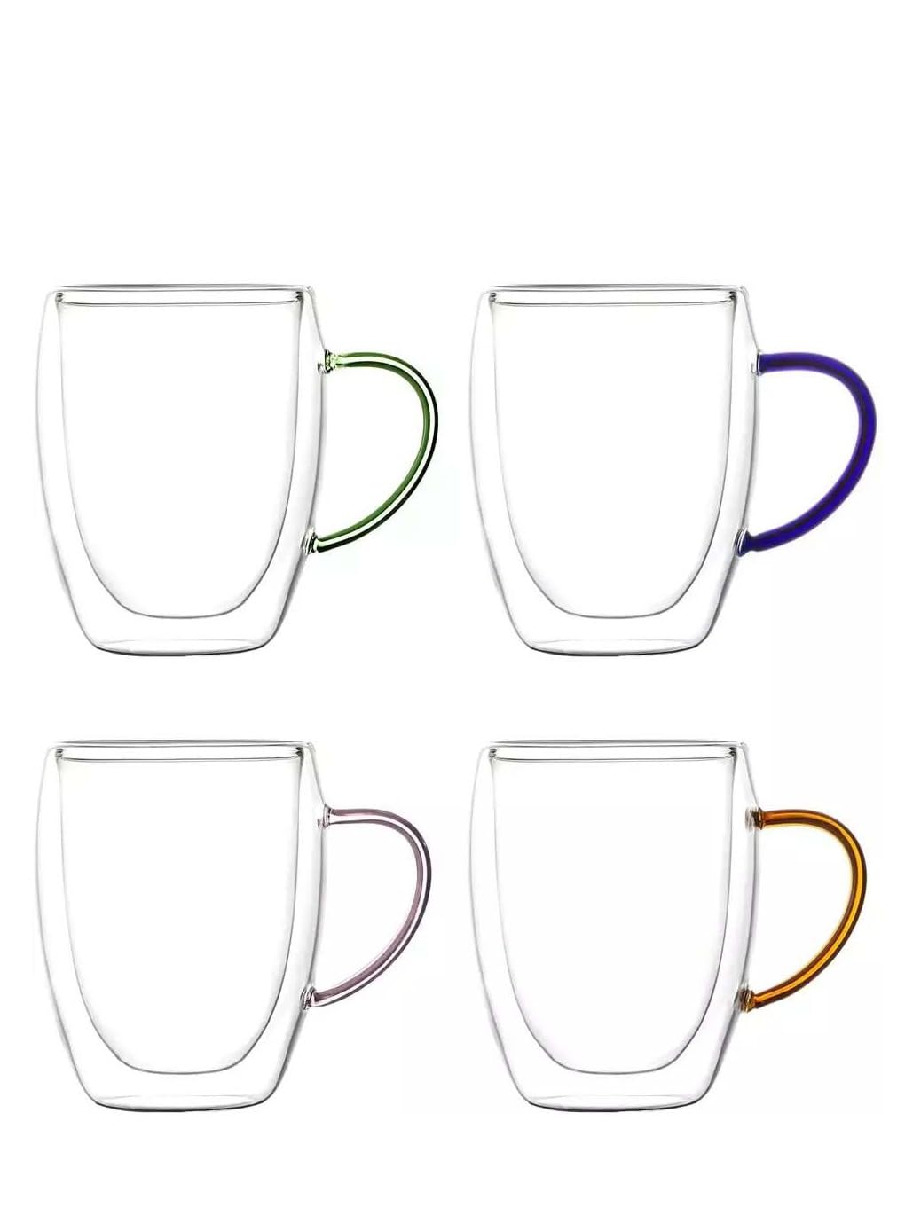 Big Click Double Wall Glass Coffee Cup, Large, Perfect for Tea and Hot Beverage, Microwave Safe (350ml 1 Piece)