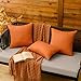 MIULEE Pack of 2 Decorative Outdoor Solid Waterproof Throw Pillow Covers Faux Linen Garden Farmhouse Cushion Cases for Summer Patio Tent Balcony Couch Sofa 20x12 Inch Orange