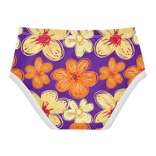 Orange Beige Floral Purple Panties Little Girl Girls Underwear Toddlers Cotton Funny Kids Briefs Undies 2t2