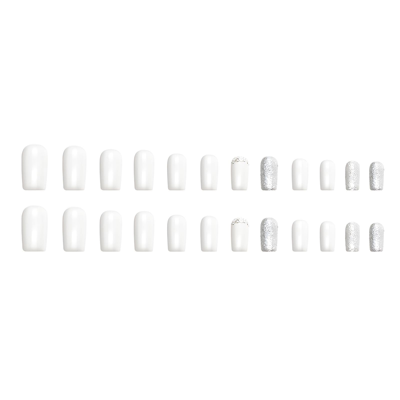 Long French Tip Square False Nails,24 Pcs French False Nails,White Soft Gel Fake Nails for Nail Extension for Women Girls Nail Art - Image 3