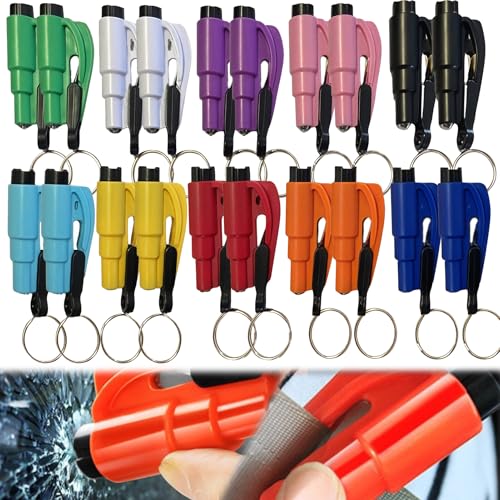 20 Stück Gurtschneider Notfallhammer, Notfallhammer Auto Mit Gurtschneider, Tragbar und einfach zu bedienen Nothammer Auto für Auto und Bus