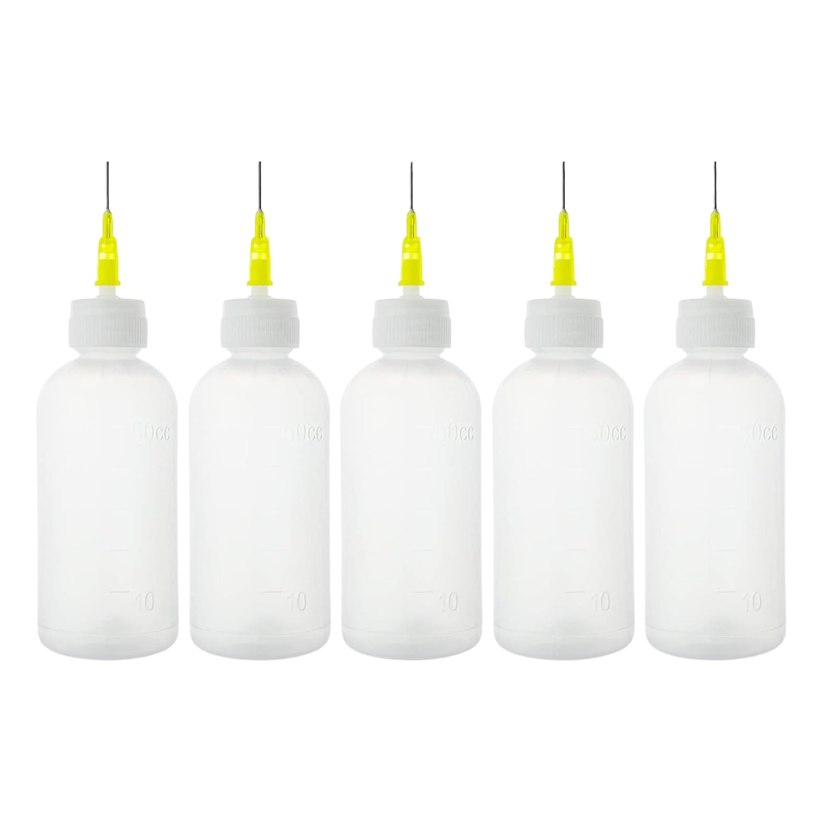 Faroby Needle Tip Squeeze Bottle 50ml Thicken Precision Tip Applicator Bottle with Scale for Craft Glue, 5PCS