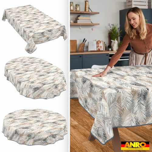 Mantel para interior y exterior con estampado de hojas ANRO rectangular de 180 x 140 cm 3