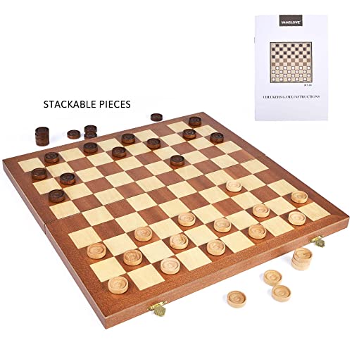 Juego de mesa de damas de madera plegable 15 pulg miniatura 4