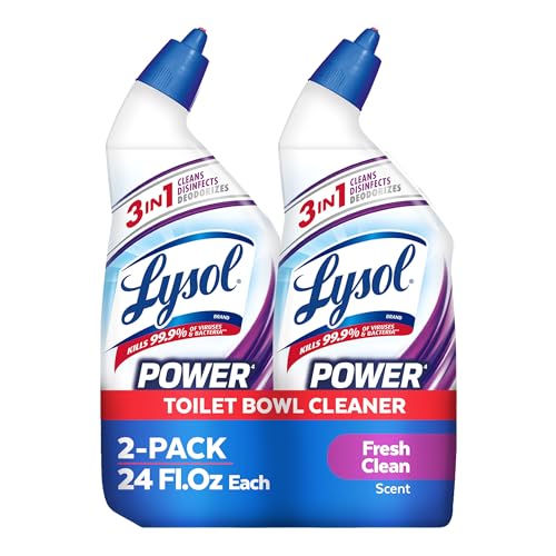 Lysol Power + Odor Fighting Toilet Bowl Cleaner Gel, For Cleaning and Disinfecting, Stain Removal, Fresh Clean Scent, 24oz (Pack of 2)