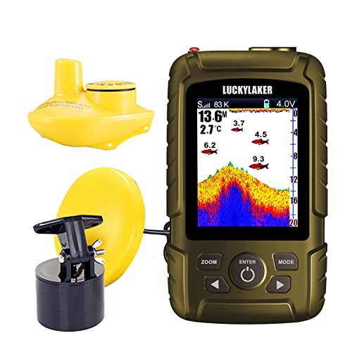 Image of LUCKYLAKER Water Handheld Fish Finder Boat Sonar Wireless Fish Finders Waterproof Portable Display Depth Finders Transducer Sea Ice Fishing