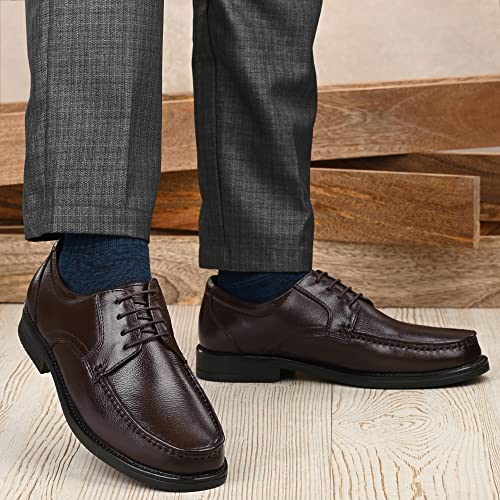 Image of Auserio Men's Full Grain Leather Derby Lace Up Formal Shoes | Anti Skid Sole & Waxed Laces | Antimicrobial & Heat-Insulating | Memory Foam Padded Insole | Shoes for Office & Parties (SSE 231.232.233)