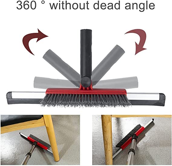 Gloffer 2-in-1 Floor Squeegee Scrubber with 54" Adjustable Handle, Stiff Bristle Brush & Rubber Squeegee for Bathroom Kitchen - Image 4