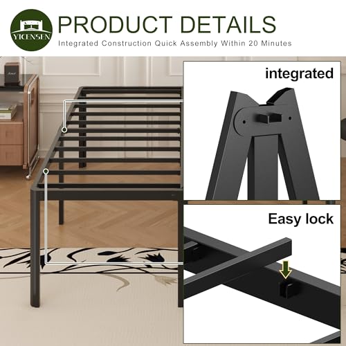 22 Inch High Heavy Duty Metal Platform Full Bed Frame, Easy Assembly, Noise Free - Black