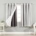 Best Home Fashion Mix & Match Tulle Sheer Lace and Blackout Curtain Set – Stainless Steel Nickel Grommet Top – Dark Grey – 52"W x 63"L – (2 Curtains and 2 Sheer curtains)