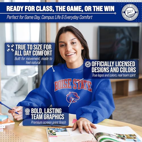 Image of NCAA College Sweatshirt Fleece Crewneck Pullover for Men and Women | Officially licensed NCAA college gameday crewneck pullover - 9 oz fleece lined sweatshirt with arch and logo design