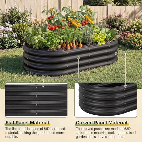 Image of Land Guard Galvanized Raised Garden Bed Kit, Galvanized Planter Raised Garden Boxes Outdoor, Oval Large Metal Raised Garden Beds for Vegetables(Grey)4x2x1ft(1pcs)