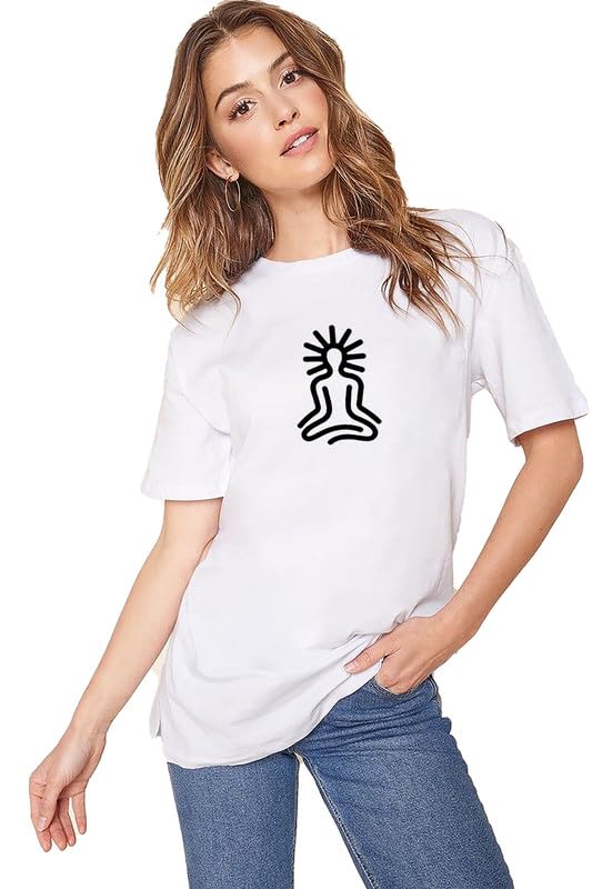 EPIKO Oversized Fit Yoga Tshirt for Women | Womens Minimal Logo Print Yoga T-Shirt