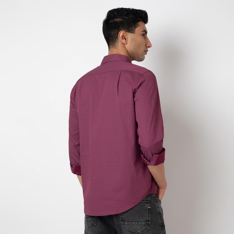 Image of MARK & ALBERT Men's Printed Full Sleeves Regular Fit Shirt Blue | 100% Cotton Stretchable Fabric