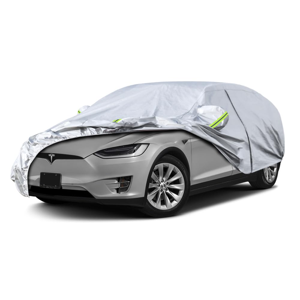SUV Car Cover Custom Fit Tesla Model X from 2015 to 2025,Waterproof Car Cover All Weather for Automobiles Outdoor Indoor with Zipper Door, Sun Rain Dust Snow Protection.