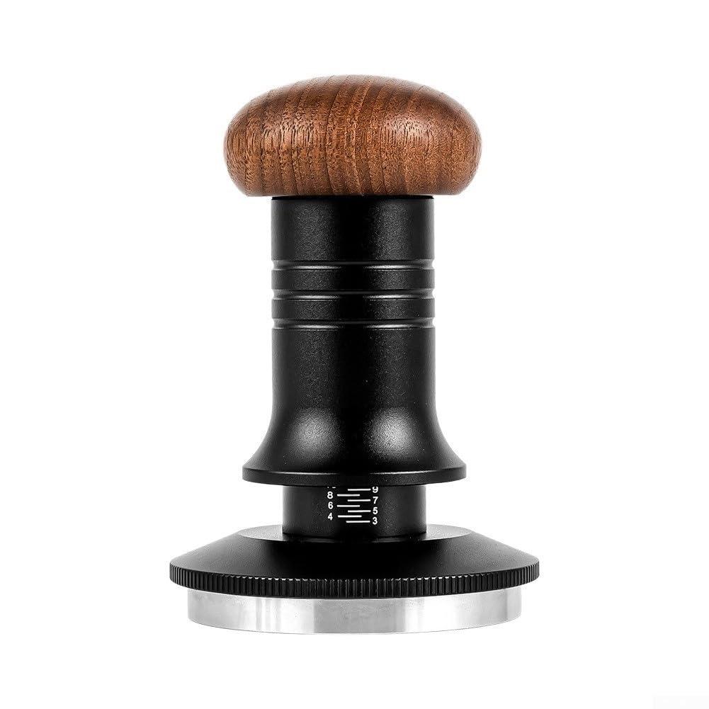 Tamper do kawy, 51 mm, stal nierdzewna, z drewnianym uchwytem, precyzyjne zagęszczenie narzędzi barista, czarny