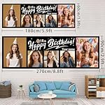 Personalized Birthday Banner with Multi Photo Custom Large Birthday Backdrop Sign with Name Age for Party Decoration(Black) - Image 3