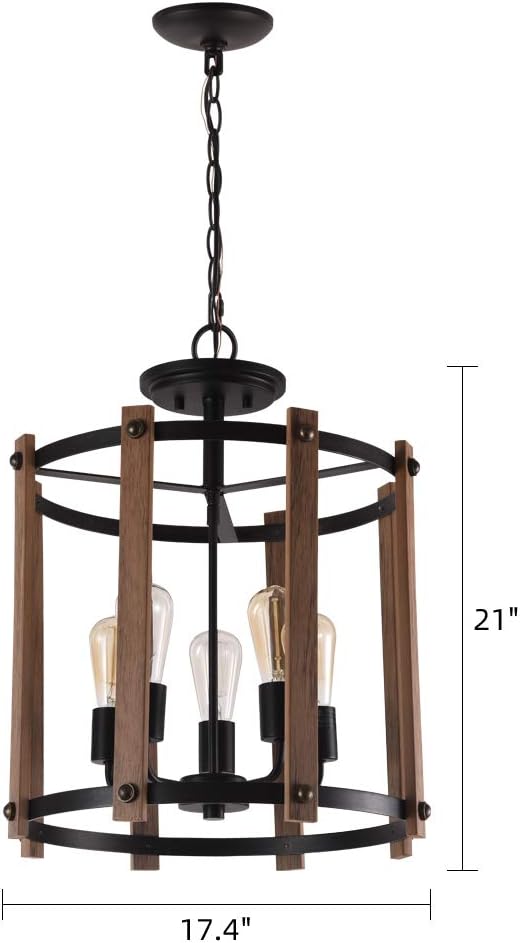 70% оƒƒ Dіѕсоunt Sunlighting Farmhouse Chandelier, Vintage Pendant Hanging Light for Bedroom, Kitchen, Foyer, Dining & Living Room and Entryway, Black Painted Finish & Faux-Wood Hоlіdау Dеаlѕ 🛒 Sunlighting Farmhouse Chandelier, Vintage Pendant Hanging Light for Bedroom, Kitchen, Foyer, Dining & Living Room and Entryway, Black Painted Finish & Faux-Wood