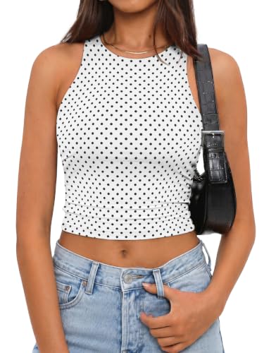 Image of ATHMILE Womens Double Lined Crop Tank Tops Casual Basic Shirts Sleeveless Workout Tops Cute Summer Clothes Teen Girls