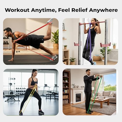 Image of Resistance Bands Set of 5 (Extra Light to Extra Heavy), Pull Up Bands for Men & Women, Exercise Bands for Strength Training, Home Workout, Gym Fitness, Stretching, Mobility, Yoga, Crossfit