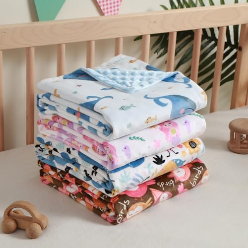 Image of Baby Nursery Bed Blankets Ultra Soft Double Layer Mini Blanket Minky Blanket Receiving Blankets Shower Gifts(Mermaid,30 * 47in)