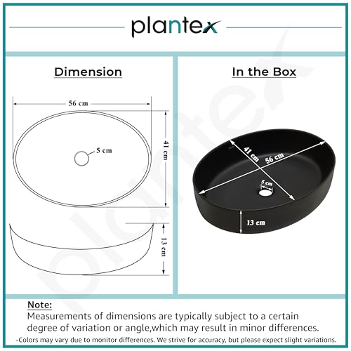 Image of Plantex Ceramic Washbasin for Bathroom /Countertop Bathroom Basin /Oval Tabletop Wash Basin for Office /Restaurant (Charcoal Black - 21.5 x 16 x 5 Inch)