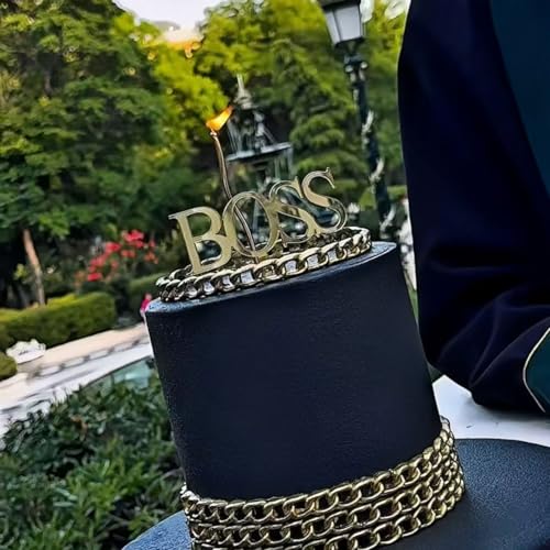 Happy Birtrhday Boss Cake Topper, Acrylic Gold Big Boss Cake Decoration Cake Sign Cake Charm For Men...
