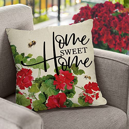 Red Geranium Flower Throw Pillow Covers Set of 4 - 56% Off