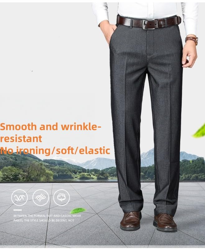 Oldenease - Men’S Pleated Ice Silk High-Waist Comfort Pants, Expandable Waist Regular Fit Premium Comfort Slacks3