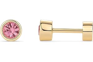 14K Gold Plated Stud Earrings Featuring Dazzling Flatback Cubic Zirconia