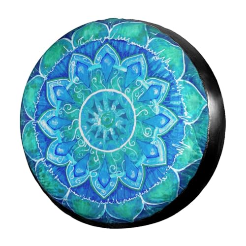 Image of Abstract Blue Mandala of Vishuddha Chakra Spare Tire Cover Dust-Proof Wheel Tire Cover Fit Trailer, RV, SUV and Many Vehicle 17 Inch