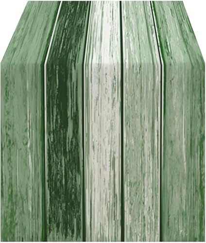 OYIMUA Green Striped Vintage Spring Table Runner, Rustic Farmhouse Style Kitchen