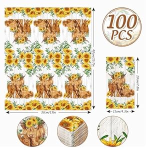 Anydesign100pcshighlandcowguestnapkinscutecowsunflowerdisposablepapernapkinsrusticdinnerhandnapkinforpartysuppliestabledecorations Urban Country Home Decor Anydesign 100pcs highland cow guest napkins cute cow sunflower disposable paper napkins rustic dinner hand napkin for party supplies table decorations urban country home decor