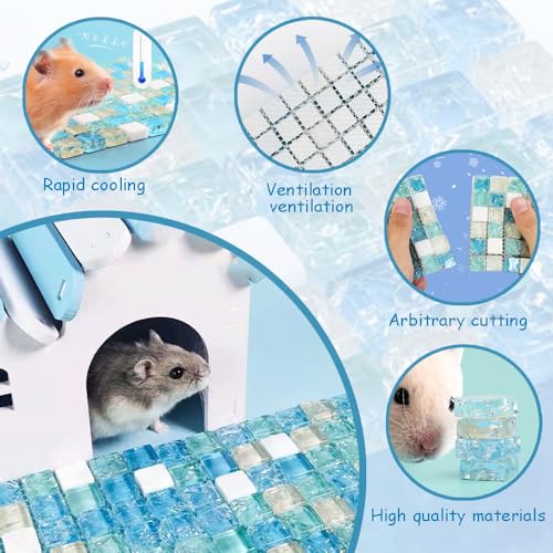 Image of OULIGET Hamster Rabbits Cooling Mat,Crystal Quartz Glass Small Animal Bed,Pet Cool Plate Ice Bed Sleeping Pad Stay Cool for Rabbits Guinea Pigs Chinchillas Ferret,6 inch x 6 inch