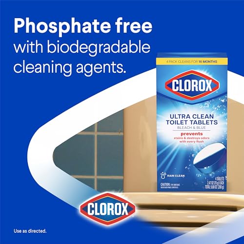 Image of Clorox Ultra Clean Toilet Tablets Bleach & Blue, Rain Clean Scent 2.47 Ounces Each, 2 Count (Package May Vary)